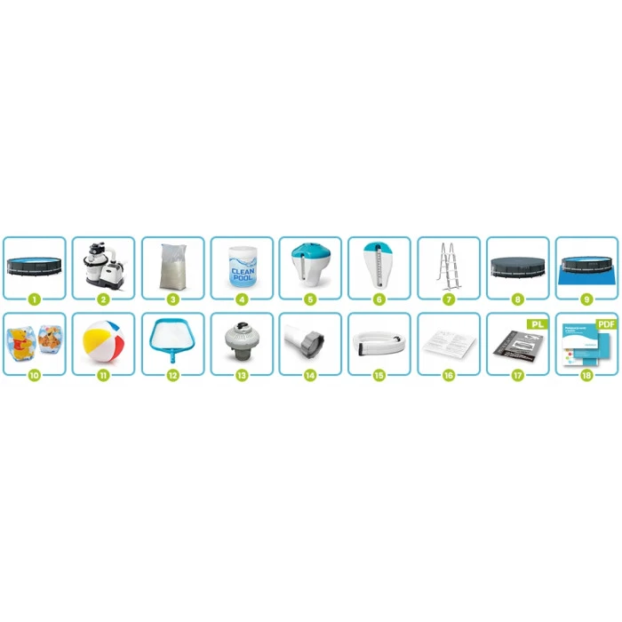 Бассейн каркасный 17в1 Intex 26326 488 × 122 см