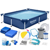 Бассейн каркасный прямоугольный 16в1 Bestway 56401N, 221 x 150 x 43 см