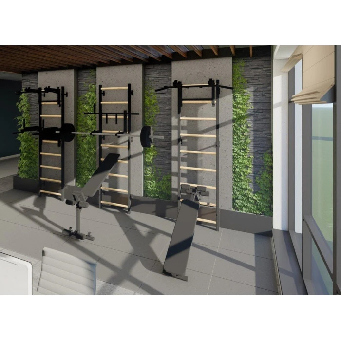 Лестница гимнастическая BenchK с регулируемой перекладиной и поручнями