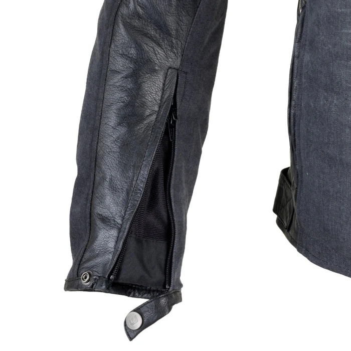 Кожано-джинсовая мото-куртка W-TEC Metalgy - размер 6XL/черная