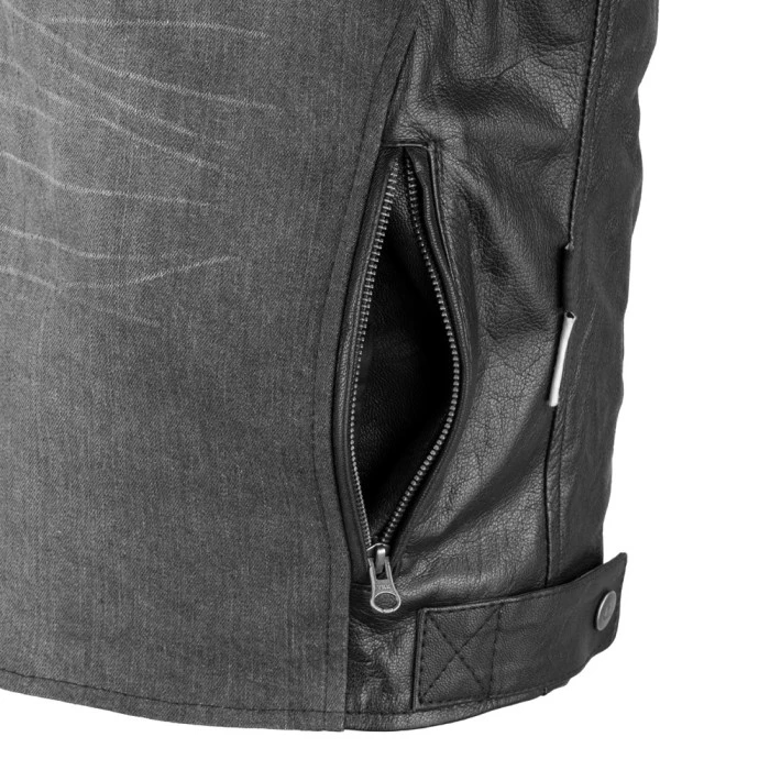 Кожано-джинсовая мото-куртка W-TEC Metalgy - размер 6XL/черная