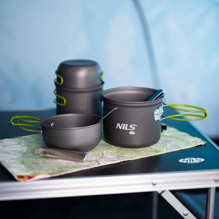 Набір посуду для кемпінгу NC1767 XL NILS CAMP, сірий