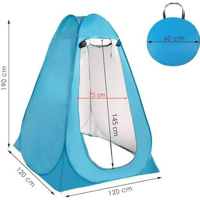 Springos Самосложная пляжная палатка 190x120x120 см передвижная раздевалка голубая УНИВЕРСАЛЬНАЯ