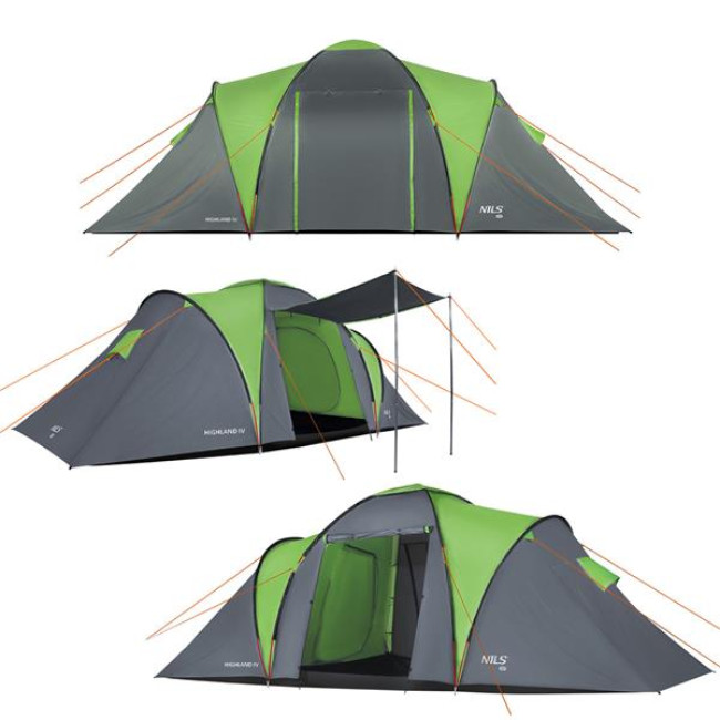 Кемпинговая палатка NILS CAMP NC6431 HIGHLAND IV серо-зеленый