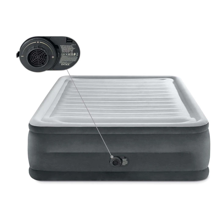 Матрац надувний Intex 64418ND з вбудованим електронасосом 203x152x56 см, сірий