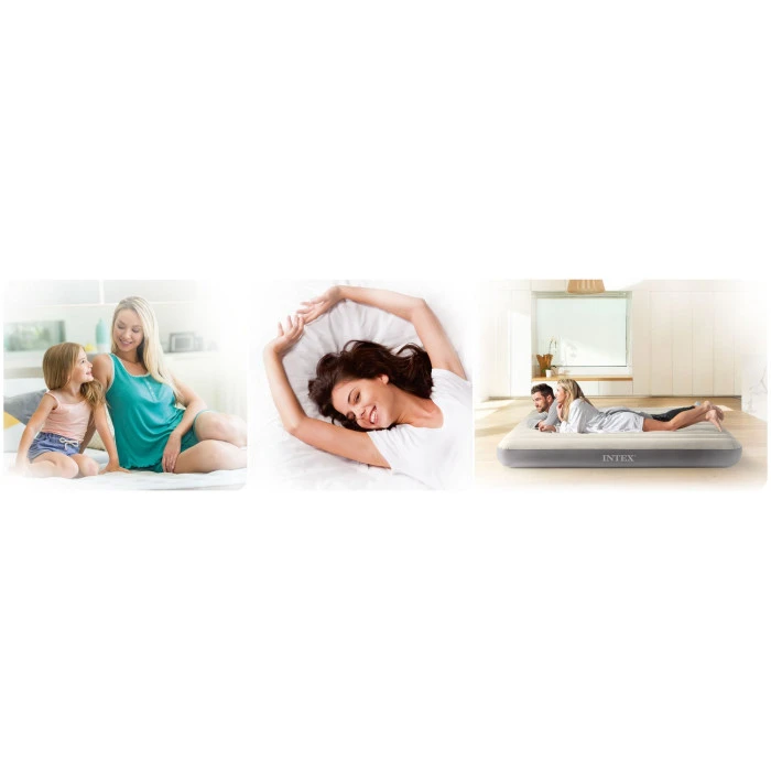 Матрац надувний Intex 64755 203х183х25 см, чорно-синій