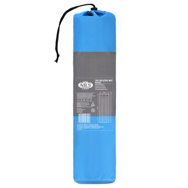 Килимок самонадувний NILS CAMP NC4340, 195 х 60 х 5 см - сіро-блакитний