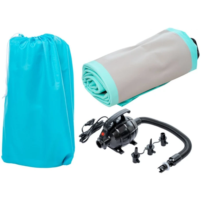 Мат гімнастичний надувний SPARTAN AirTrack 300 x 100 х 10 см, сіро-бірюзовий