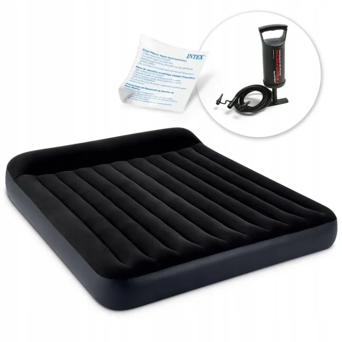 Матрас надувной INTEX 64144 с насосом 203 x 183 x 25 см, черный.