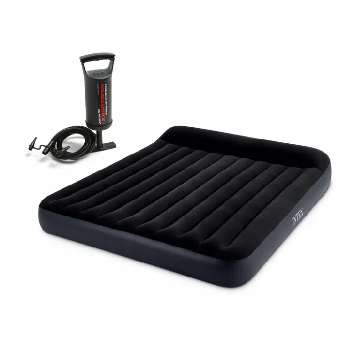 Матрас надувной INTEX 64144 с насосом 203 x 183 x 25 см, черный.