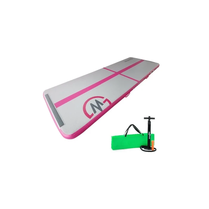 Мат надувной гимнастический MASTER, 300 x 100 x 10 см, серо-розовый.