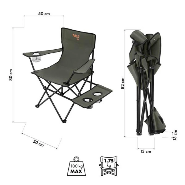 Кресло для кемпинга NILS CAMP NC3301, хаки