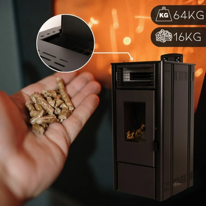 Пелетна піч-камін Thunder Sophia Black 8,1 кВт