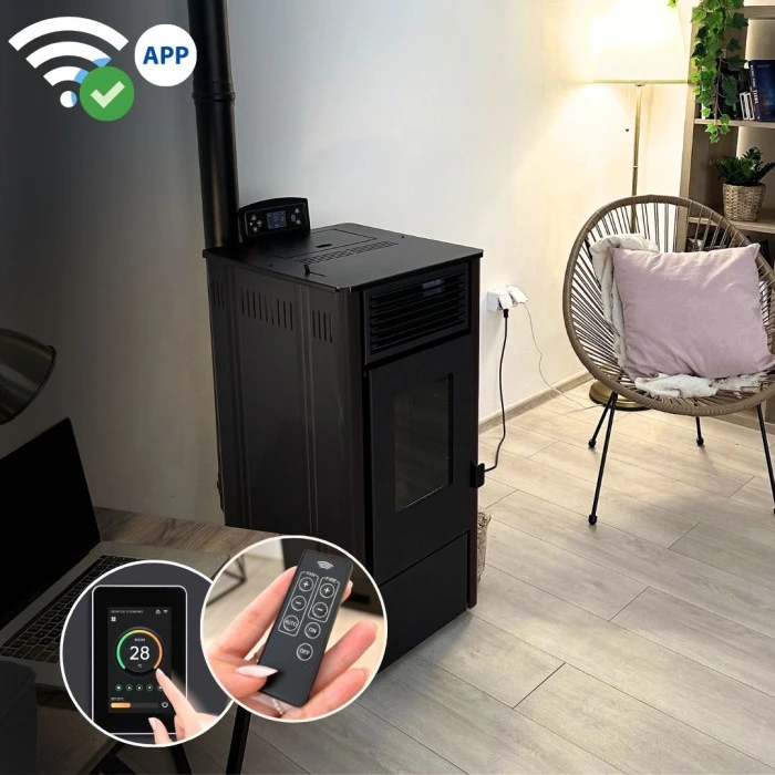 Пелетна піч-камін Thunder Sophia Black 8,1 кВт