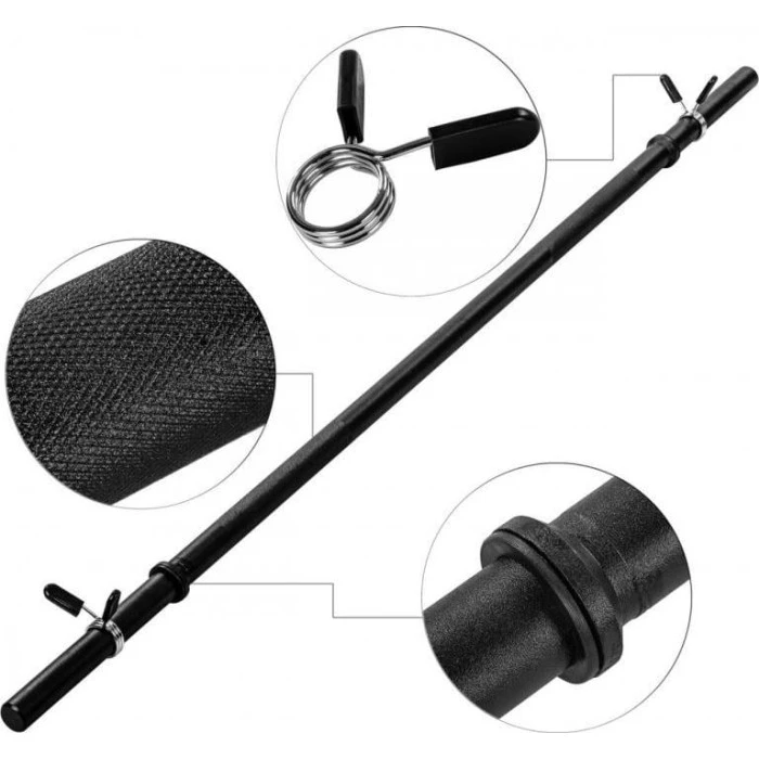 Штанга Movit 140 см, черная, с пружинным замком