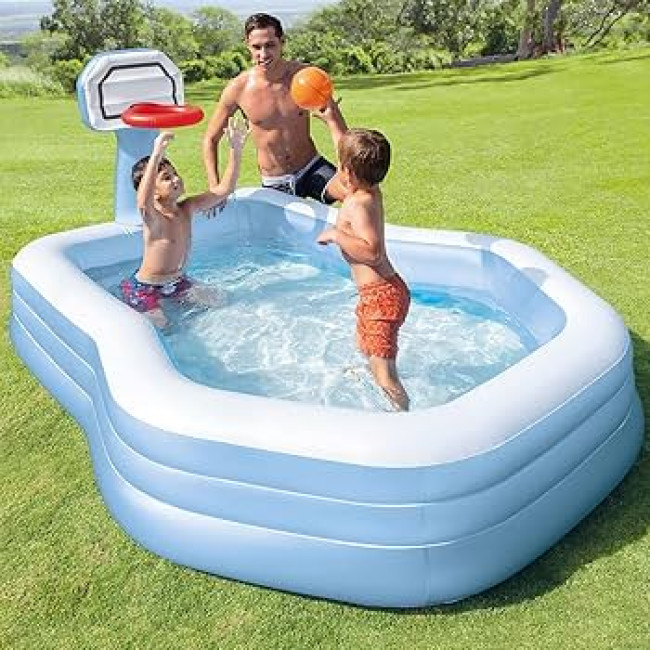 Басейн надувний дитячий Баскетбол Intex 57183 257x188х130 см