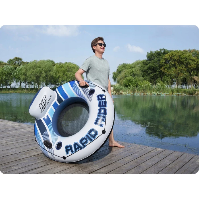 Коло надувне зі спинкою Bestway Rapid Rider 43116 синьо-біле, 132 см