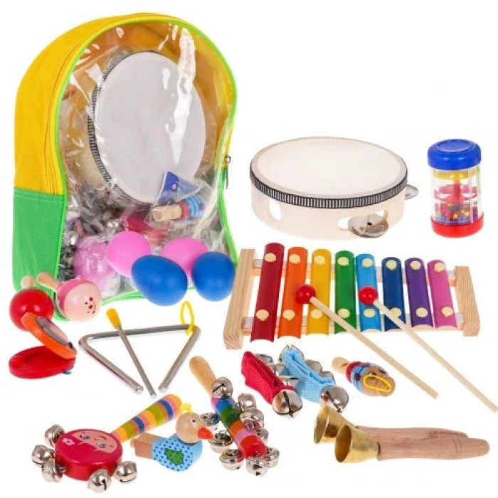 Деревянный набор инструментов 2+ рюкзак + музыкальные инструменты 22 шт.