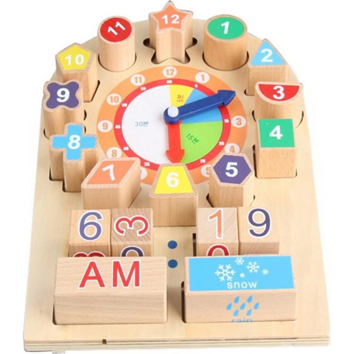 Дерев'яна навчальна дошка Годинник для дітей 12м+