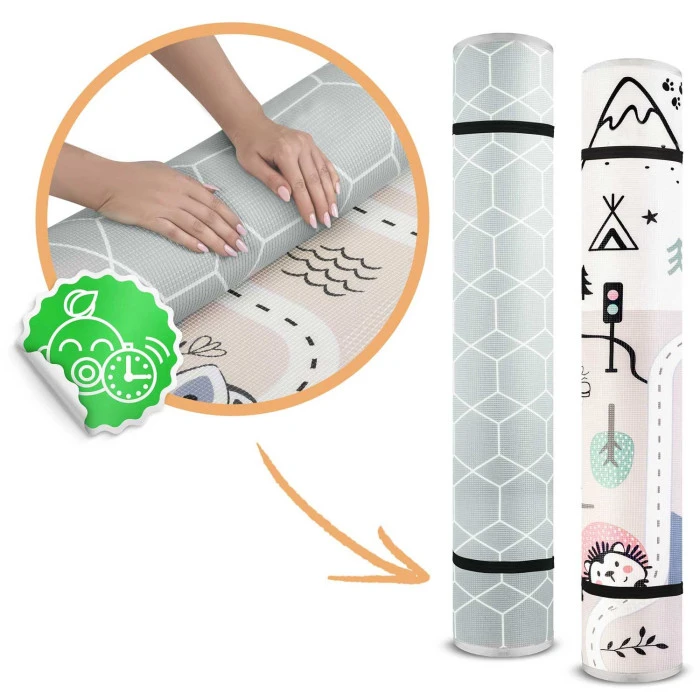 Килимок розкладний дитячий 180 x 150 x 1,5 см Nukido NK-342 Ліс-геометрія бежевий