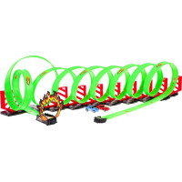Детская экстремальная гоночная трасса 3+ петли 360 градусов + 2 раллийных машин + Конструкторы 36 шт.