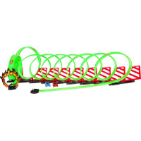 Детская экстремальная гоночная трасса 3+ петли 360 градусов + 2 раллийных машин + Конструкторы 36 шт.