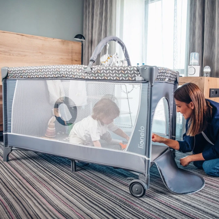 Ліжечко-манеж Lionelo FLOWER GREY STONE