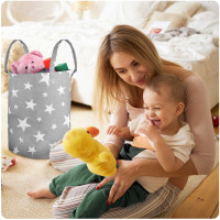 Корзина для игрушек Nukido серая в звездочки