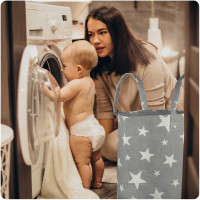 Корзина для игрушек Nukido серая в звездочки