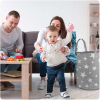 Корзина для игрушек Nukido серая в звездочки