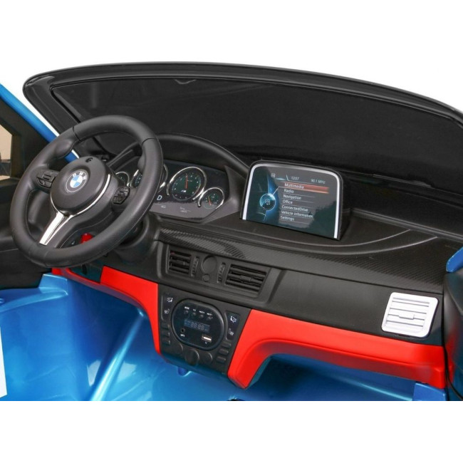 Детская аккумуляторная машинка BMW X6M XXL для 2 детей Синяя