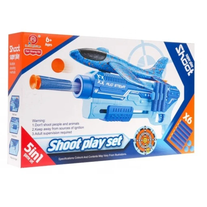 Дитячий іграшковий пістолет з авіаційною пусковою установкою 5в1 синій Ramiz ZAU.819-5A.NIE