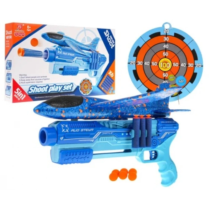 Дитячий іграшковий пістолет з авіаційною пусковою установкою 5в1 синій Ramiz ZAU.819-5A.NIE