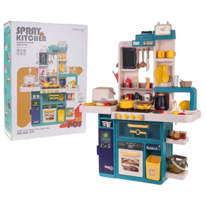 Детская кухня с функцией света, звука и воды 80 шт. Синий