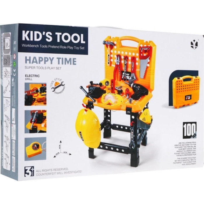 Детский набор инструментов 3 в 1 3+ Мастерская 100 эл. ZWA.T101-1
