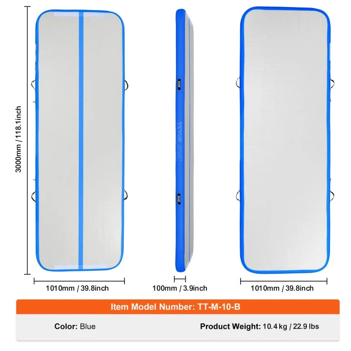 Надувной коврик VEVOR 300 x 101 x 10 см, бело-синий