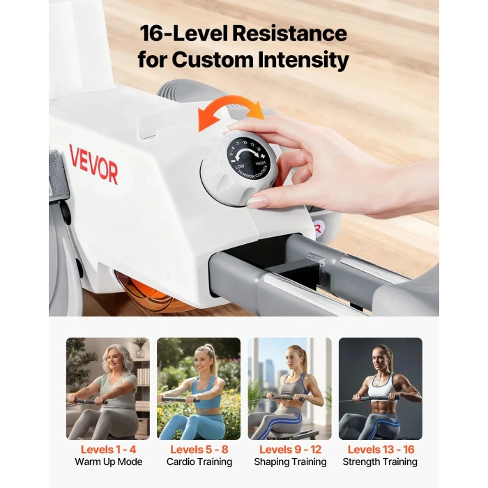 Гребной тренажер магнитный VEVOR серо-белый