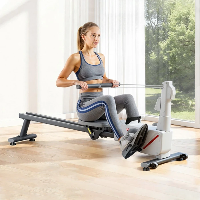 Гребной тренажер магнитный VEVOR серо-белый