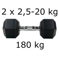 Гантели UnderFit прорезиненные Hex 2 х 2,5-20 кг (180 кг)