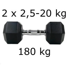 Гантели UnderFit прорезиненные Hex 2 х 2,5-20 кг (180 кг)