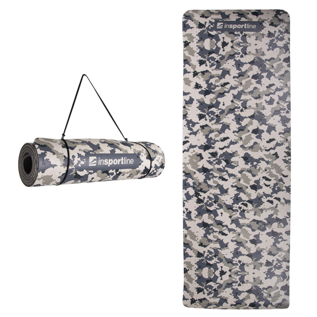 Гімнастичний килимок inSPORTline Camu 173x61x0,8 cm - сірий камуфляж