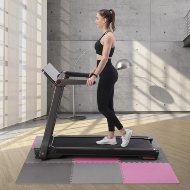 Коврик-пазл защитный MP10 ONE FITNESS – 9 частей/серо-розовый