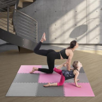 Коврик-пазл защитный MP10 ONE FITNESS – 9 частей/серо-розовый