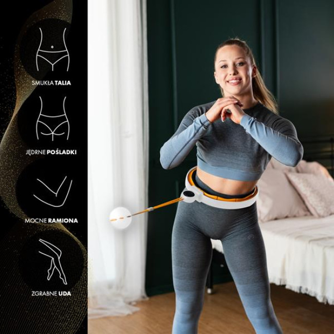 НАБОР HULA HOOP МАГНИТНЫЙ БЕЛЫЙ/ОРАЖЕННЫЙ HHM21 ИЗ ГАРЯ + СЧЕТЧИК HMS + ПОЯС ДЛЯ ПОХУДЕНИЯ BR1313