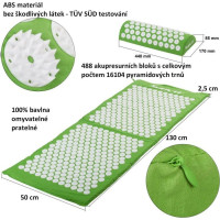 Акупресурний килимок MXSTP з подушкою MOVIT 130 x 50 см, зелений масажний