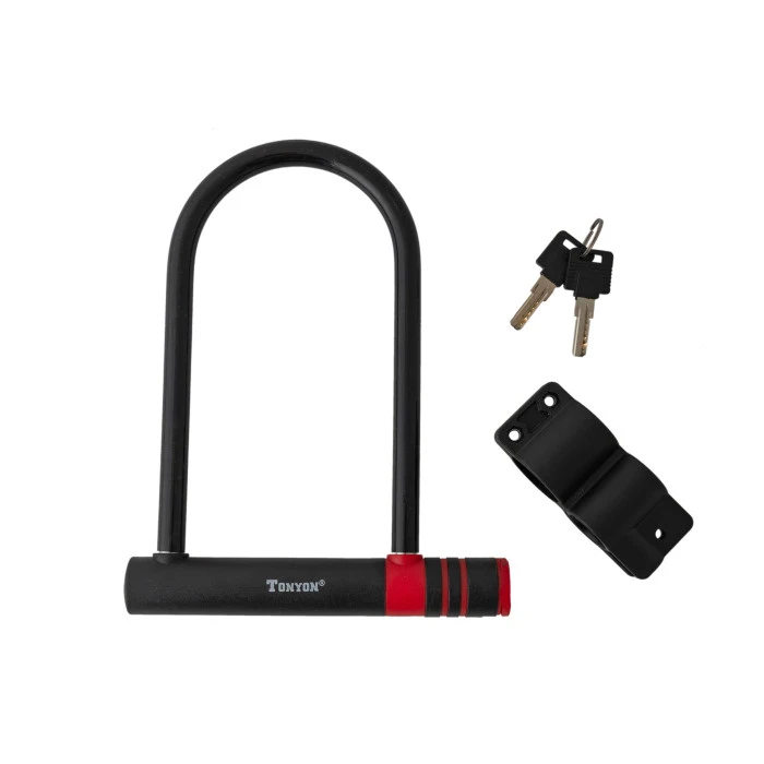 Велозамок U-LOCK на ключ TonyON TY30112x195x245мм + ручка,чорний