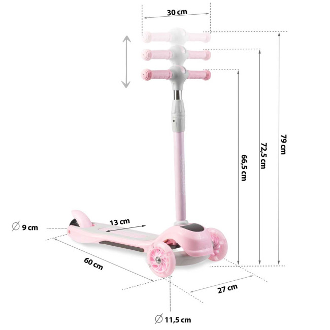 Самокат детский трехколесный Ricokids Piko розовый