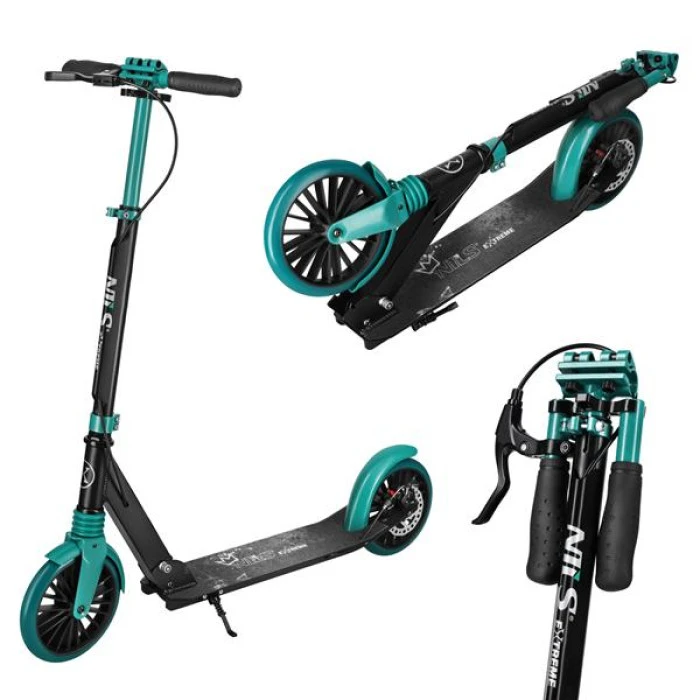 Самокат складной NILS EXTREME HM181T, черно-зеленый