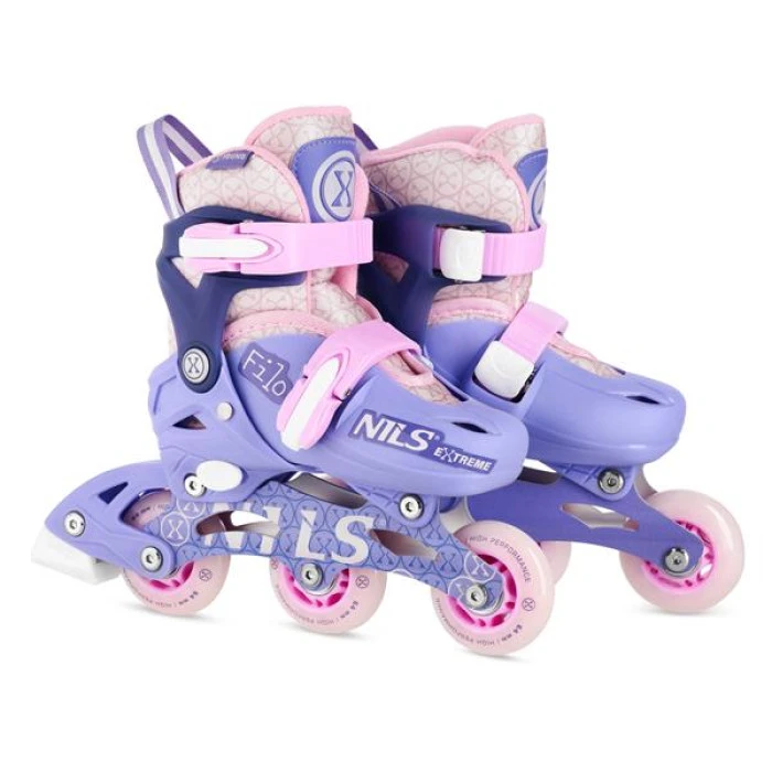 Роликові ковзани NILS EXTREME NA13102 розмір XS 26-29, фіолетово-рожеві