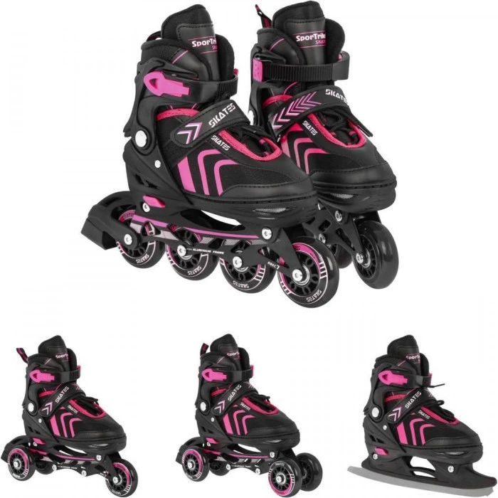Набор роликовых коньков 4 в 1 Размер 39-43 Розовый